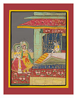 India - A Prince with his Beloved - Indian Miniature Painting - c. 1800's - Fine Art Prints & Posters