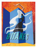 Gitanes French Brand Cigarettes - Lady with Cigarette - c. 1970's - Fine Art Prints & Posters