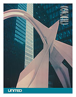 Chicago, Illinois - Calder's Flamingo Sculpture - United Air Lines - c. 1980's - Giclée Art Prints & Posters