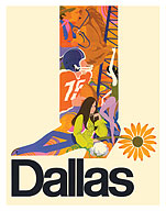 Dallas, Texas - Cowboy Boot with Sunflower Spur - c. 1960's - Fine Art Prints & Posters