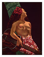 Island Girl with Guitar, Hawaii - Fine Art Prints & Posters