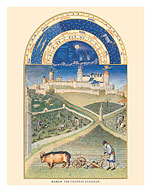 March: The Château Lusignan - Book of Hours (Très Riches Heures) - c. 1400's - Fine Art Prints & Posters