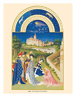 April: The Château de Dourdan - Book of Hours (Très Riches Heures) - c. 1400's - Fine Art Prints & Posters