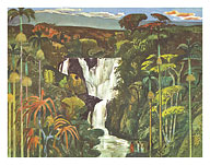 Waterfall - Hamakua Coast, Island of Hawaii - United Air Lines - c. 1960's - Fine Art Prints & Posters