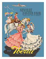 Seville Easter Fair - Fiesta Andalusia (Andalucia) - Iberia Air Lines of Spain - c. 1950's - Fine Art Prints & Posters