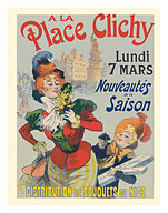 A La Place Clichy - Paris, France - Nice Flower Bouquets Distribution - c. 1890's - Fine Art Prints & Posters