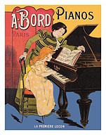 The First Lesson - A. Bord Pianos, Paris - c. 1900 - Fine Art Prints & Posters
