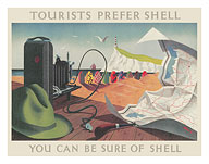 Tourists Prefer Shell (Motor Oil) - Shell-Mex and BP Ltd - c. 1936 - Fine Art Prints & Posters