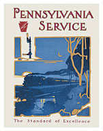 Pennsylvania Service - Night Train - Pennsylvania Railroad - c. 1940's - Giclée Art Prints & Posters