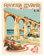 Riviera Levante - The Italian Riviera - Rete Mediterranea Railway (R.M.) - c. 1890's - Fine Art Prints & Posters