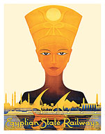Alezandria to Cairo - Egyptian State Railways - Queen Nefertiti - c. 1938 - Giclée Art Prints & Posters