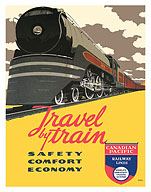 Travel by Train - Canadian Pacific Railway Lines - c. 1940 - Giclée Art Prints & Posters