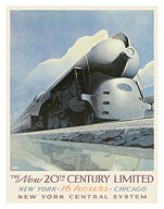 Chicago - New York Central System - The New 20th Century LTD - c. 1940's - Fine Art Prints & Posters