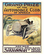 1908 Savannah Georgia 400 Mile International Road Race - Automobile Club of America - Giclée Art Prints & Posters