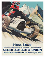 1938 German Grand Prix - Hans Stuck Race Driver - Sieger AUF Auto Union - Giclée Art Prints & Posters