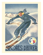 Winter Sports (Sports d’Hiver) - Paris-Lyon-Méditerranée Railway - Ski - Fine Art Prints & Posters