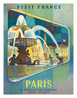 Visit Paris France - Place de la Concorde Square - French National Railways - c. 1952 - Fine Art Prints & Posters