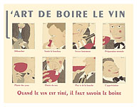 The Art of Drinking Wine (L’Art de Boire le Vin) - c. 1920's - Fine Art Prints & Posters