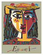Spain - Head of a Woman in a Hat - Spanish Local - Giclée Art Prints & Posters