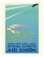Riviera Express - London, Paris, Cannes - Air Union Bréguet 280T - c. 1932 - Fine Art Prints & Posters