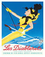 Les Diablerets Switzerland - Ski Resort - Aigle-Sépey-Diablerets Swiss Railway - c. 1948 - Fine Art Prints & Posters