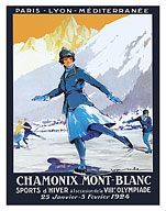 Chamonix Mont-Blanc, France - Winter Sports - Paris-Lyon-Mediterrannee (PLM) - c. 1924 - Fine Art Prints & Posters