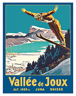 Vallée de Joux, Switzerland - Swiss Jura Mountains Ski Jumping - c. 1930's - Giclée Art Prints & Posters