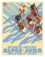 Swiss Alpes and Jura Mountains - Winter Ski Sports - Paris-Lyon-Mediterrannee (PLM) - c. 1932 - Fine Art Prints & Posters