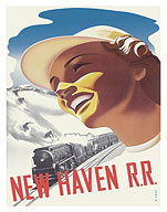 New Haven R.R. (The Consolidated) - New England Steam Train - c. 1940 - Fine Art Prints & Posters