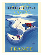 Winter Sports in France (Sports D’Hiver) - Skiing French Alps - c. 1948 - Fine Art Prints & Posters