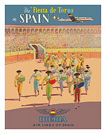 Spain - Bullfighting (Fiesta de Toros) - Iberia Air Lines of Spain - c. 1950's - Fine Art Prints & Posters