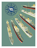 East Asiatic Company, Denmark - Passenger Service to Asia - c. 1950 - Fine Art Prints & Posters