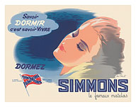 Sleep Simmons the Famous Mattress (Dormez Simmons le Fameux Matelas) - c. 1950's - Fine Art Prints & Posters