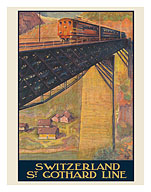 Switzerland - St. Gotthard Line - Matterhorn Gotthard Railway - c. 1924 - Fine Art Prints & Posters