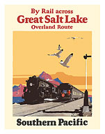 Great Salt Lake, Utah - Overland Route by Rail - Southern Pacific Railroad - c. 1927 - Fine Art Prints & Posters
