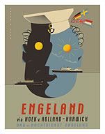 England to Harwich - Via Hoek van Holland - c. 1960 - Fine Art Prints & Posters