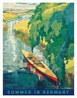 Summer in Germany - Kayaking - c. 1930's - Fine Art Prints & Posters