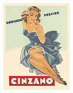 Thank you, I prefer (Obrigada Prefiro) Cinzano Wines - c. 1951 - Fine Art Prints & Posters