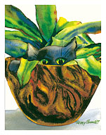 Boo In Bowl - Hawaiian Black Cat ('ele'ele Popoki) in Koa Wood Bowl - Fine Art Prints & Posters