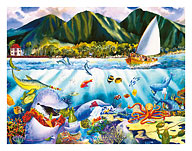 Dinner at Seven - Hawaiian Fish (I'a) Feast - Marine Life Sea Banquet in Lahaina - Fine Art Prints & Posters