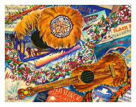 Hawaiian Nostalgia - Ukulele, Feather Gourds ('Uli 'Uli), Sheet Music - Fine Art Prints & Posters