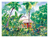 Holiday Hale (House) - Hawaiian Jungle Shack at Christmas Time - Fine Art Prints & Posters