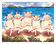 Hoofin It - Dancing Hawaiian Pigs (Pua'a) - Fine Art Prints & Posters