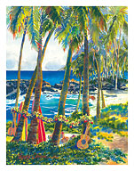 Peaceful Bay - Hawaiian Surfer's Beach Party - Fine Art Prints & Posters