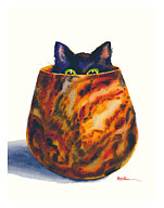 Peekaboo - Hawaiian Black Cat ('ele'ele Popoki) - Koa Wood Bowl - Fine Art Prints & Posters