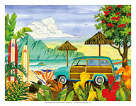 Woody - Surfer's Paradise Hawaii - Hawaiian Beach - Fine Art Prints & Posters