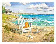 Waiting For You - A Week at the Beach House - Beach Chair Ocean View - Fine Art Prints & Posters