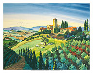 Tuscan Air - Tuscany Italy - Italian Villa, Vineyards, Cypress Trees - Fine Art Prints & Posters