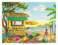 The Fruit Stand at the Beach - Tropical Paradise - Hawaii - Hawaiian Islands - Fine Art Prints & Posters