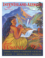 Touring Hawaii - InterIsland Airways - Hawaiian Hula Girl - Oahu, Maui, Kauai - Fine Art Prints & Posters